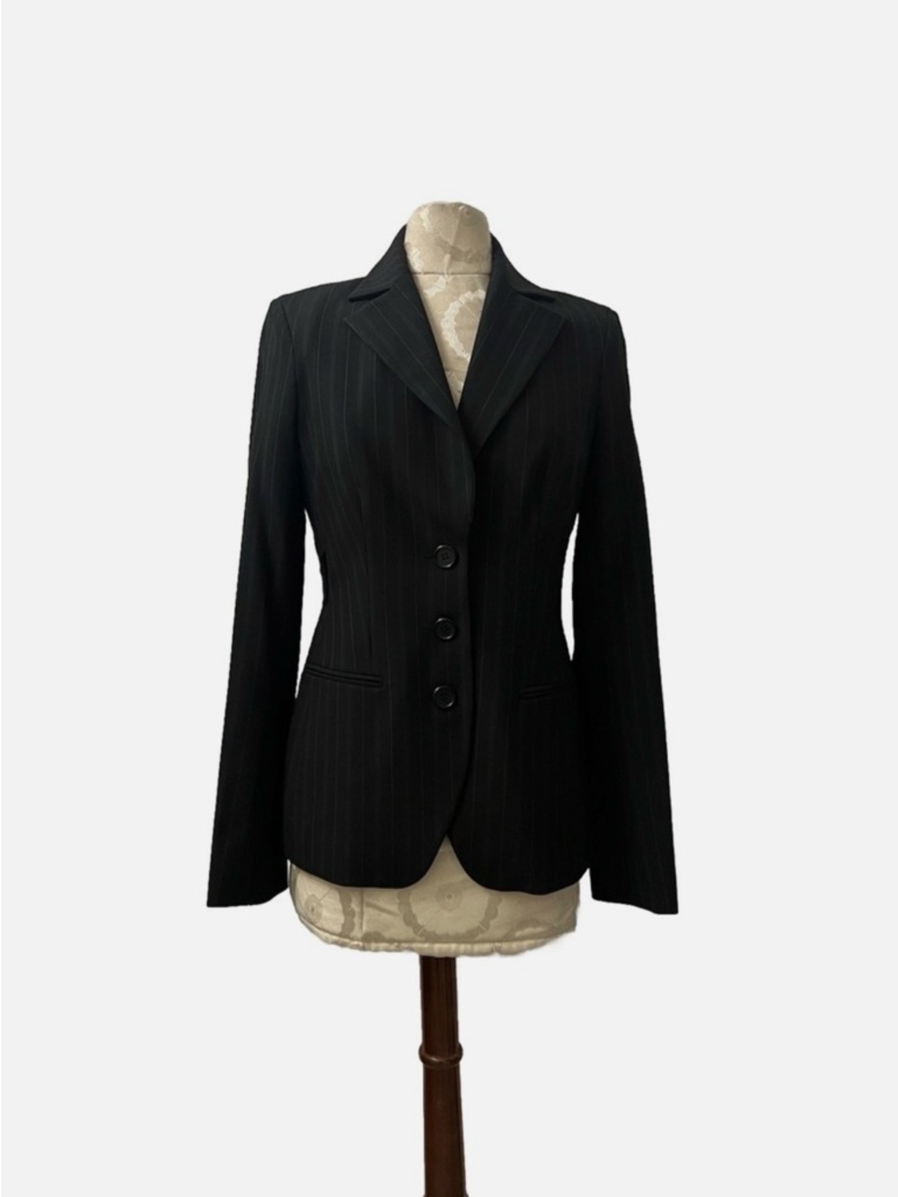 Laundry By Shelli Segal Black Pinstripe Tailored Blazer